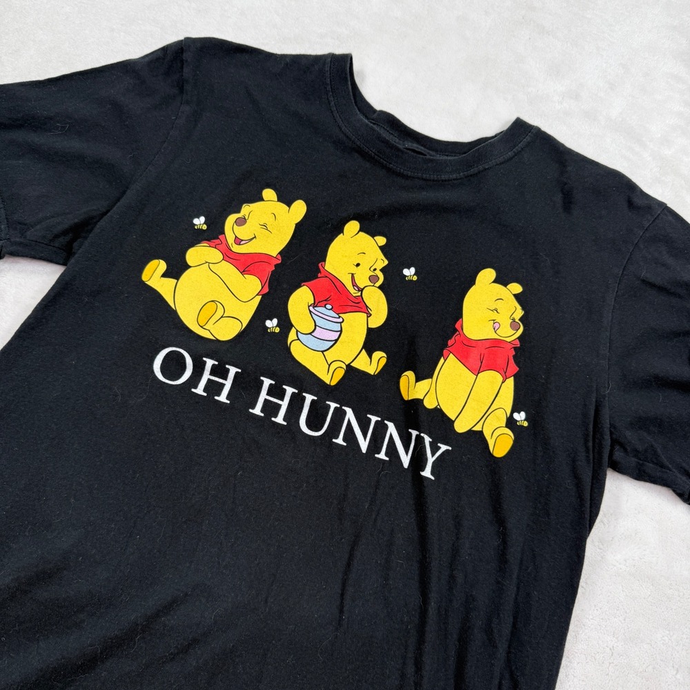 Disney Winnie the Pooh Oh Hunny Graphic T-Shirt Black Men's Medium Cotton Tee